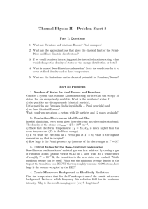 Thermal Physics II – Problem Sheet 8 Part I: Questions