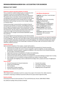MSIN6004/MSIN6004A/MSIN1004: ACCOUNTING FOR BUSINESS O C M