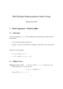 Weil-Deligne Representations Study Group 1 Weil Conjectures - David Loeffler Spring Term 2016
