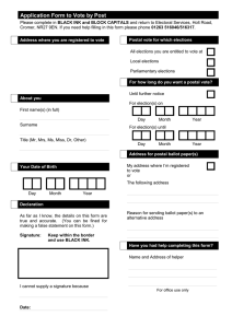 Application Form to Vote by Post