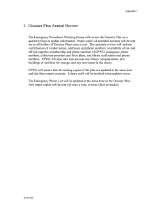 I.  Disaster Plan Annual Review