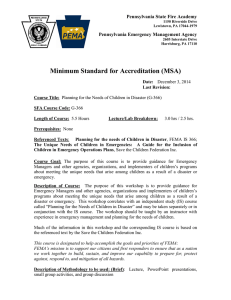 Minimum Standard for Accreditation (MSA) Pennsylvania State Fire Academy