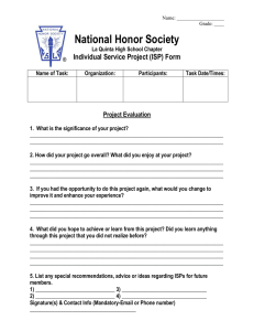 National Honor Society Individual Service Project (ISP) Form  Project Evaluation