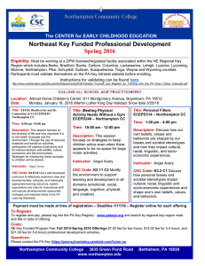 Northeast Key Funded Professional Development Spring 2016 Eligibility: