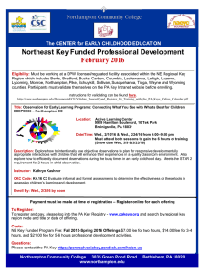 Northeast Key Funded Professional Development February 2016