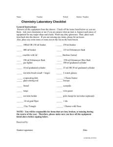 Chemistry Lab Equipment Checklist - High School