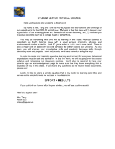 STUDENT LETTER: PHYSICAL SCIENCE