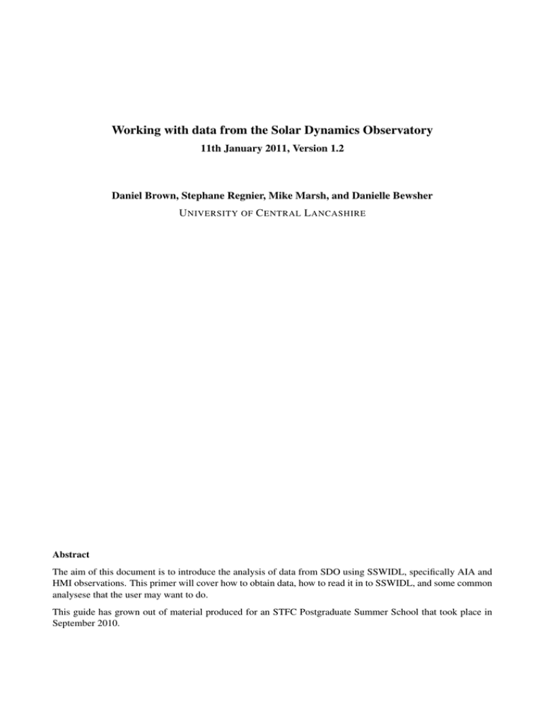 Working with data from the Solar Dynamics Observatory U