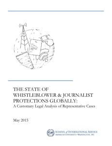 THE STATE OF WHISTLEBLOWER &amp; JOURNALIST PROTECTIONS GLOBALLY: