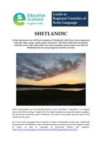 SHETLANDIC  Guide to Regional Varieties of