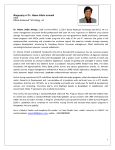 Biography of Dr. Nizam Uddin Ahmed Dr.  Nizam  Uddin  Ahmed