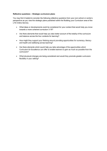 Reflective questions – Strategic curriculum plans
