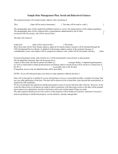 Sample Data Management Plan: Social and Behavioral Sciences