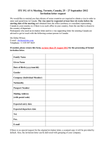 ITU FG AVA Meeting, Toronto, Canada, 25 – 27 September... Invitation letter request
