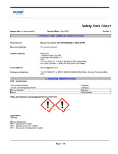 Safety Data Sheet 1. PRODUCT AND COMPANY IDENTIFICATION