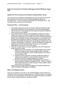 Paper for Curriculum for Excellence Management Board Meeting: August 2013