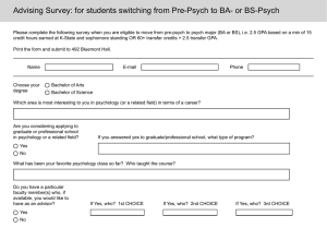 Advising Survey: for students switching from Pre-Psych to BA- or...