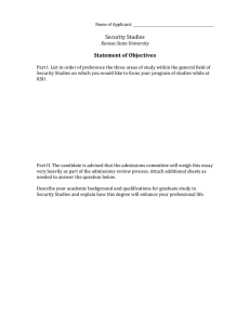 Security Studies Statement of Objectives