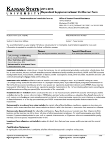 2015-2016 Dependent Supplemental Asset Verification Form