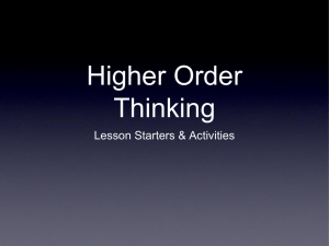 Higher Order Thinking Lesson Starters &amp; Activities