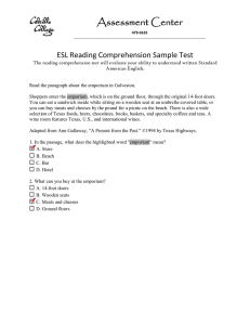 Assessment Center ESL Reading Comprehension Sample Test 