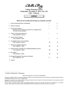 College Planning Council Wednesday, November 2, 2011; SAC 225 AGENDA
