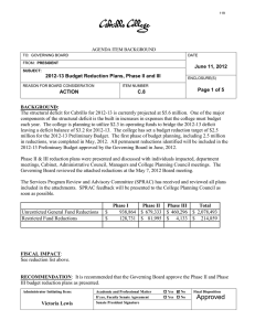 The structural deficit for Cabrillo for 2012-13 is currently projected... June 11, 2012 2012-13 Budget Reduction Plans, Phase II and III