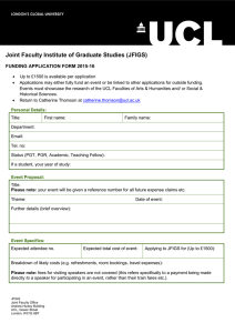 Joint Faculty Institute of Graduate Studies (JFIGS) FUNDING APPLICATION FORM 2015-16