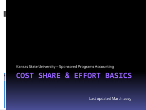 COST SHARE &amp; EFFORT BASICS Last updated March 2015