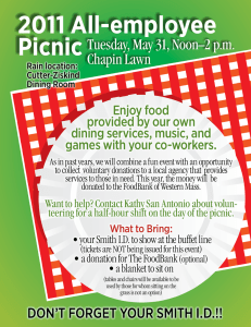 2011 All-employee Picnic  Tuesday, May 31, Noon–2 p.m.