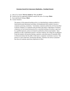 Literature Search For Unnecessary Duplication – Teaching Protocol:  A. B.