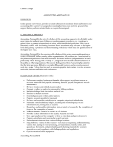 Cabrillo College  ACCOUNTING ASSISTANT I/II DEFINITION