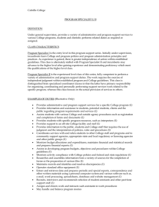 Cabrillo College PROGRAM SPECIALIST I/II DEFINITION