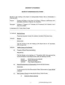 UNIVERSITY OF WARWICK  BOARD OF UNDERGRADUATE STUDIES