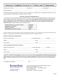Insurance Compliance Form for J-1 Visitors and J-2 Dependents