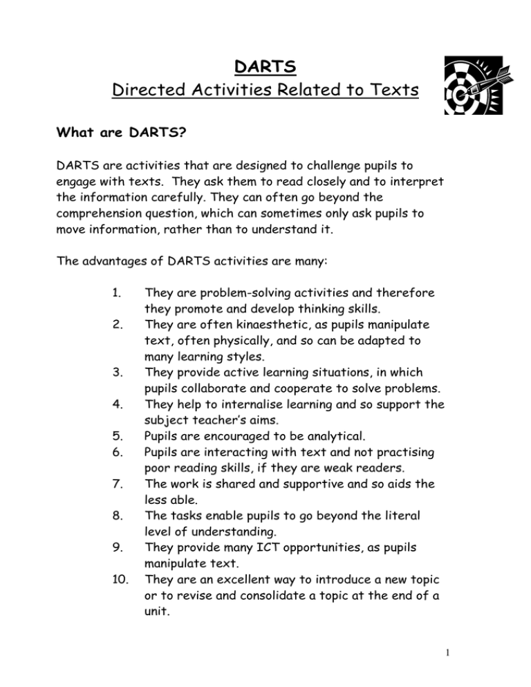 DARTS Directed Activities Related to Texts What are DARTS?