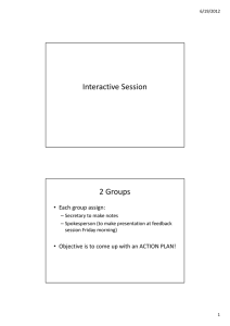 Interactive Session 2 Groups • Each group assign: