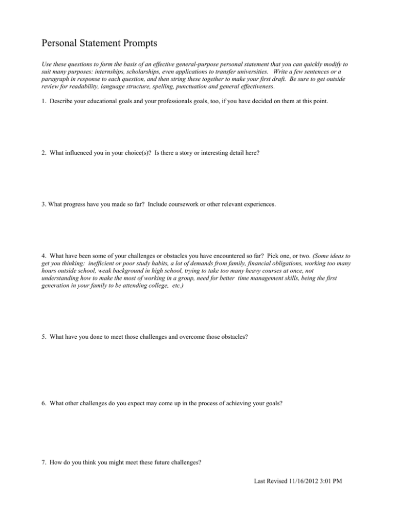 personal statement questions 2021