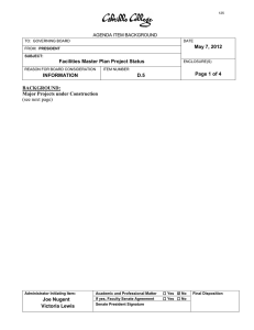 May 7, 2012 Facilities Master Plan Project Status Page 1 of 4