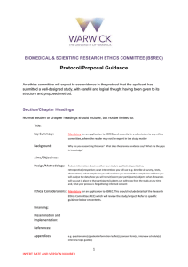 Protocol/Proposal Guidance  BIOMEDICAL &amp; SCIENTIFIC RESEARCH ETHICS COMMITTEE (BSREC)