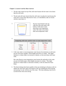 Chapter 3, Lesson 6 Activity Sheet Answers  than the cold water.