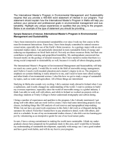 Environmental Management Master's Statement of Interest Example