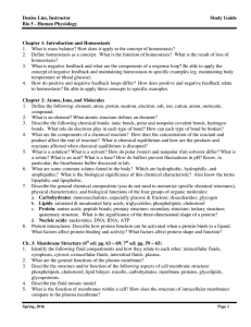 Denise Lim, Instructor  Study Guide Bio 5 - Human Physiology