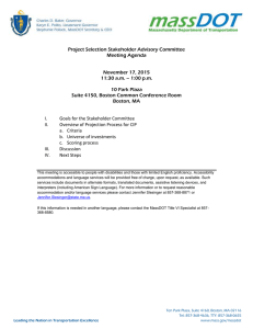 Project Selection Stakeholder Advisory Committee Meeting Agenda  November 17, 2015