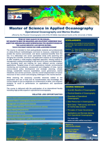 Master of Science in Applied Oceanography Operational Oceanography and Marine Studies