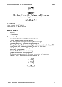 EXAM TDDI07 Distributed Embedded Software and Networks