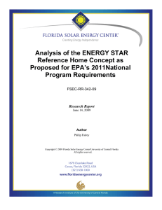 Analysis of the ENERGY STAR Reference Home Concept as Program Requirements