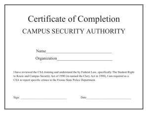 Certificate of Completion CAMPUS SECURITY AUTHORITY  Name________________________________