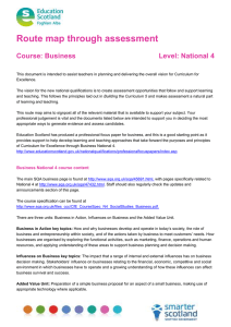 Route map through assessment  Course: Business Level: National 4