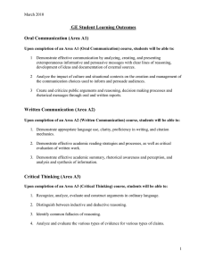 GE Student Learning Outcomes  Oral Communication (Area A1)